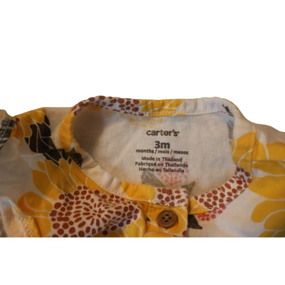 Carters Baby Girls Sunflower Print Flutter Sleeve Top and Bubble Shorts Set 3M